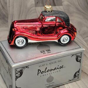 Kurt S Adler Polonaise Old Car Handblown Ornament Red Roadster 1990's